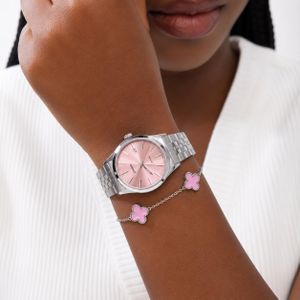 Casio Montre Femme Originale Acier Inoxydable Cadran Rose + Bracelet Trèfle Rose – Montre Analogique Élégante – Résistante à l'Eau 50M – Idée Cadeau Femme
