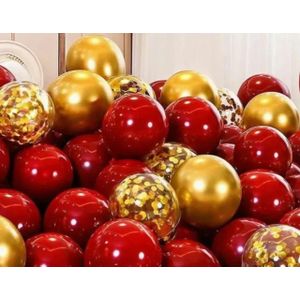 Lot de 22 Petits Ballons Décoratifs 5 Pouces 12.7cm Mix Rouge Grenade et Doré
