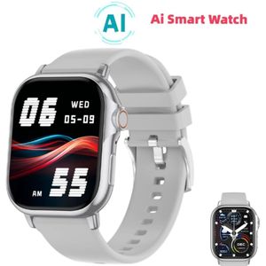 MONTRE CONNECTÉE AI(CHATGPT,DEEPSEEK,GROK),NFC CONTROL D'ACCÈS,ECRAN AMOLED MULTIFONCTIONS,ASSISTANT VOCAL AI-grise