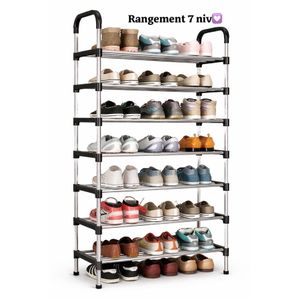 Étagère à Chaussures, 7 Niveaux, Rangement De Chaussures Chambre à Coucher