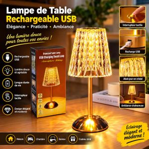 Lampe de Table Rechargeable USB – Diamond Table Lamp