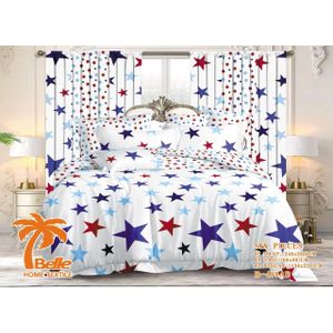 Belle Lot Complet : 2 Draps + 2 Taies + 2 Rideaux – Design Élégant et Confort Assuré