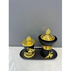 Brûleur d'Encens de Luxe (Mabkhara) - Noir & Or - Style Oriental Chic