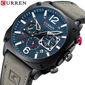 Curren Montre De Luxe Pour Homme Quartz, Analogique - Modèle 2022 - Fond Bleu