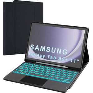 Étui clavier pour Samsung Galaxy Tab A9+ 11 pouces – Étui sans fil amovible Étui clavier français AZERTY pour Tab A9 Plus 11 pouces