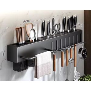 Support mural de couteau de cuisine sans perçage noir
