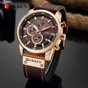 Montre de luxe pour Homme avec Bracelet en cuir-Marron.