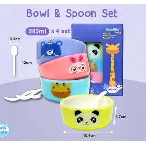 Lot de 4 Bols à goûter empilable en plastique alimentaire pour enfants