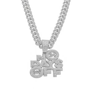 Collier pendentif lettre diamant argenté tendance style hip-hop, chaîne cubaine, accessoire de clavicule convenant aux hommes et aux femmes