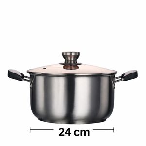 Marmite en Acier Inoxydable de 24cm avec Couvercle en Verre – Cuisson Polyvalente et Durable