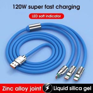 Câble De Charge Rapide De Type C, Micro USB, Compatible IPhone, Samsung, Huawei, Xiaomi, Chargeur De Téléphone, 120 W, 6A, 3 En 1