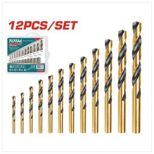 TOTAL Coffret De Forets HSS Métal 12 Pièces - TACSD0125 - Forets Hélicoïdaux 2 à 10mm