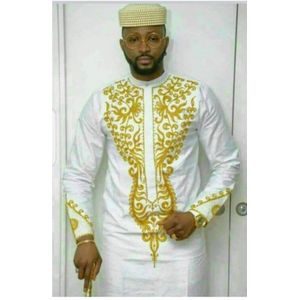 Ensemble tunique homme manches longues de couleur blanche 