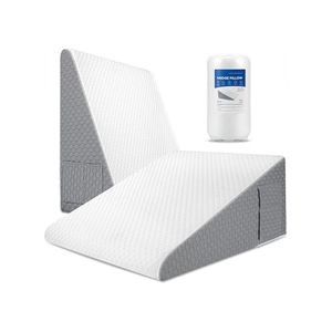 TodyJeyHo 1 pcs coussin de coin pour dormir 12" coussin de coin de lit pour reflux acide Gerd ronflement post-opération jambe soulagement de la douleur dorsale - mousse de mémoire douce haut et couverture lavable