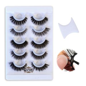 SJ Lashes Lot de 5 Paires de Faux Cils Auto-Adhésifs - Cils Volume 3D Réutilisables Sans Colle avec Outil d'Application