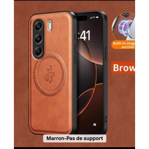 Coque Tecno camon 40 pro marron cuire mag