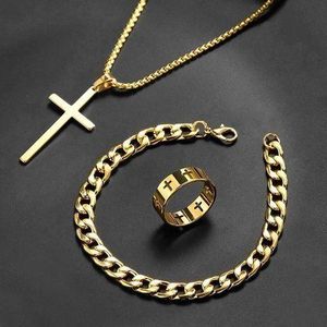 SXCHEN  Ensemble 3 Pièces Colliers/Bracelets/Bagues Tendance Pour Hommes