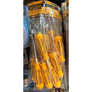 Lot de 6 tournevis à double usage avec manche en plastique jaune