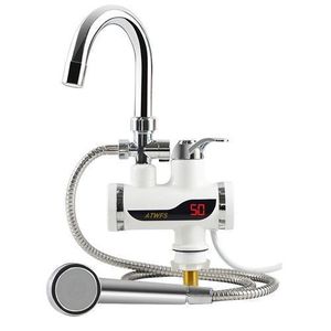 Robinet Electrique Chauffe-eau Affichage Numérique Mitigeur Lavabo Cuisine - Argent