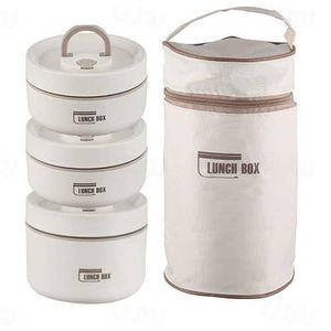 – 3 Boîtes Alimentaires Cylindriques avec Grand Sac Thermique Portable