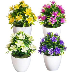 Lot de 4 pots artificiels pour fleurs et plantes, mini pots en plastique, décorations pour l'intérieur, le jardin, le bureau ou la table à manger