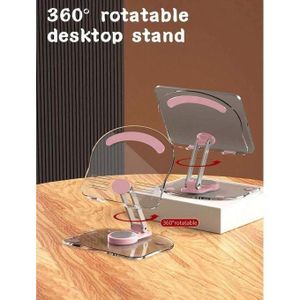 Support de téléphone portable en acrylique, support de téléphone transparent, pivotant à 360°, angle de 180° compatible avec les appareils de 4,7 à 13 pouces