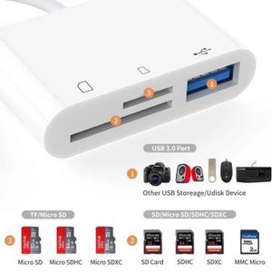 Lecteur de carte SD USB C vers Micro SD avec port USB 3.0 et adaptateur de carte TF/Micro SD, lecteur de carte mémoire