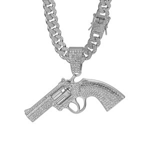 Collier pendentif en argent et diamant style hip-hop avec chaîne cubaine de 60 cm pour hommes et femmes