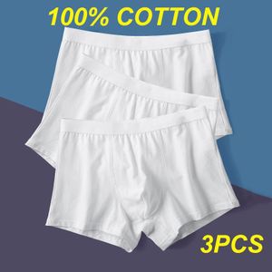 Lot De 3 Pièces Caleçons Boxers Homme 100% Coton Blanc Sous-Vêtements Confortables Quotidiens