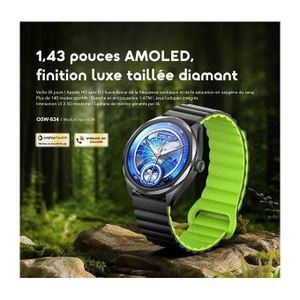 PREMIUM Oraimo Watch Nova 2R - Montre connectée Beau Ecran AMOLED 1,43P Noir - Appel Bluetooth - Santé Sport Et Loisir HG
