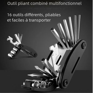 General Jeu d'outils de réparation pliables multifonctions 16 en 1 Jeu de tournevis et jeu de clés multifonctions pour la réparation de vélos et la réparation de pneus