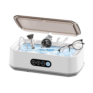 Nettoyeur de bijoux à ultrasons, mini appareil de nettoyage à ultrasons 49 kHz pour lunettes, bijoux, bagues, boucles d'oreilles, appareils de contention, prothèses dentaires, 3 modes de nettoyage