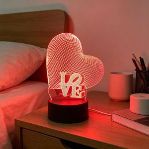 Lampe de nuit 3D personnalisée, cœur d'amour