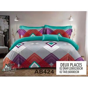QUALITE ARJUN Lot De 2 Draps + 2 Taies – Design Élégant et Confort Assuré Pour 2 Places