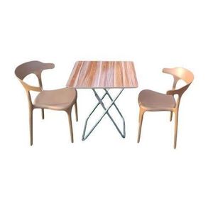 Table pliable en Bois avec 2 chaises en plastique