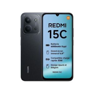 Xiaomi Redmi 15C – 6.9" - 256 Go – 8 Go RAM (jusqu’à 16 Go) – Helio G81 Ultra – 6000mAh-33W – 50MP – Black-Garantie 12 Mois