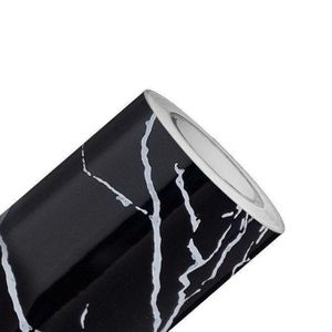 Papier peint Marbre Luna Noir Blanc Argent Vinyle Autocollant 120 C sur 3 M