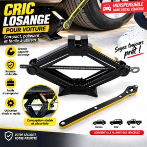 Cric Pour Voiture 2 Tonnes - 2 Tons - Avec Cliquet – Cric à Vis Manuel – Élévateur Auto Compact et Robuste