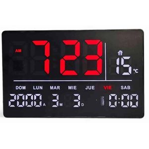 Horloge digitale LED Grand affiche avec heure date et température 