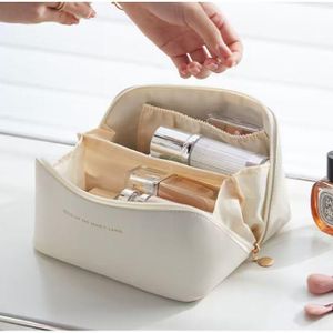 Sac Cosmétique De Voyage En Cuir PU-BEIGE