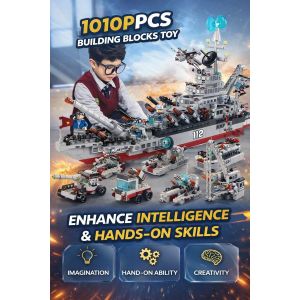 Blocs de Construction Porte-Avions, Jeu de Puzzle Grand Format à Haute Difficulté pour Garçons de 6 à 12 Ans, Cadeau Éducatif STEM Stimulant pour l'Anniversaire des Enfants