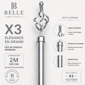 Belle lot De 3 Tringles à Rideaux Extensible 2m HG