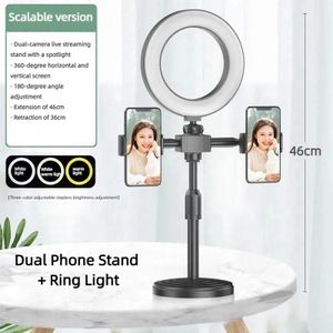 Double Position de téléphone remplir le support de téléphone léger support d’éclairage de Base Stable Streaming en direct remplir la lumière Portable maquillage universel beauté