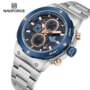 Naviforce Montre Homme De Luxe à Quartz Avec DATE , En Acier Inoxydable, Très Tendance, Idéal Pour Le Business Nouvelle Collection NF8072 JU