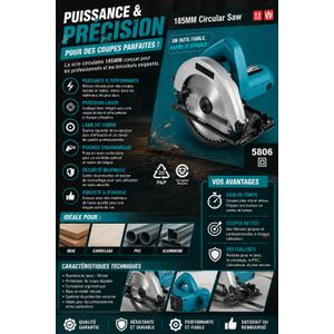 Scie circulaire 1050W – Puissance, précision et efficacité.
