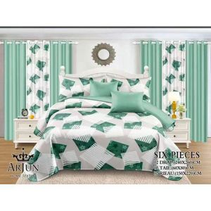 QUALITE SUPERIEUR Lot De 2 Draps + 2 Taies+2 Rideaux – Design Élégant et Confort Assuré Pour 3 Places