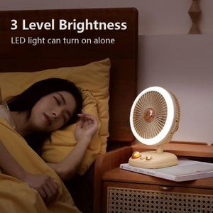 Ventilateur de bureau avec lumière LED, flux d'air silencieux à vitesse variable, fonctionne sur batterie rechargeable