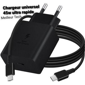 Chargeur Ultra Rapide 45w Universel Noir Bonne Qualité - Compatible Samsung Iphone Xiami Tecno Huawei