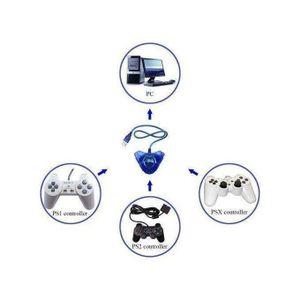 Câble adaptateur de convertisseur USB pour manette de jeu PS2, contrôleur de jeu pour Playstation 2, Avec Deux Ports Sur Console PS3