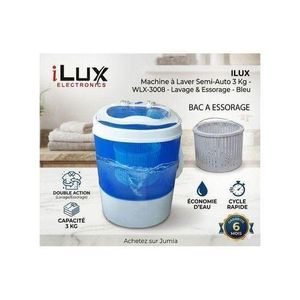Ilux  Machine à Laver Semi-Auto 3 Kg Lavage & Essorage Garantie 6 Mois
